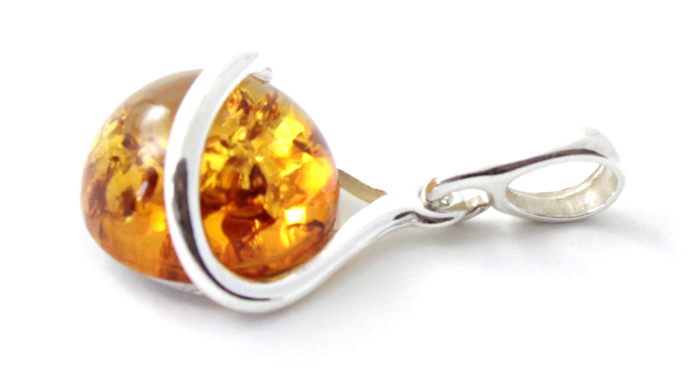 Baltic Amber and Sterling Silver Pendant for Necklace