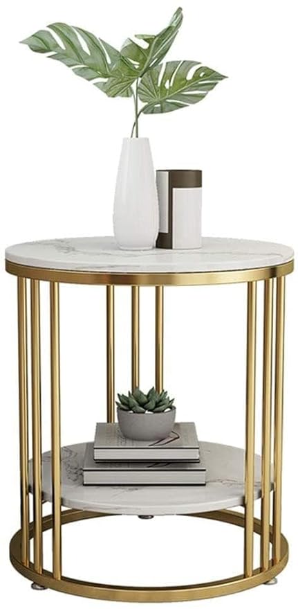 Sabri Shoppe Round Coffee Table with Shelf, Living Room End Table,