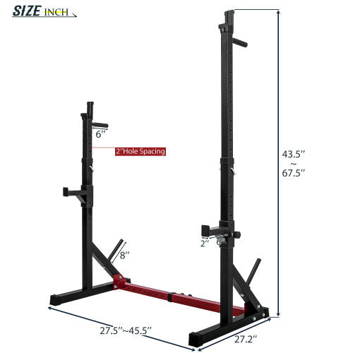 Adjustable Barbell Rack Multi-Function Dipping Station Squat Stand