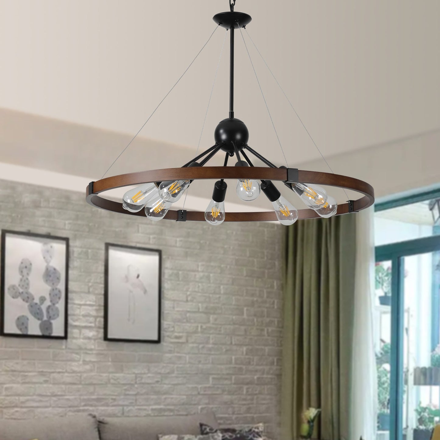 (New SKU:W1340P206642) 8-Light Retro Farmhouse Chandelier For Kitchen,