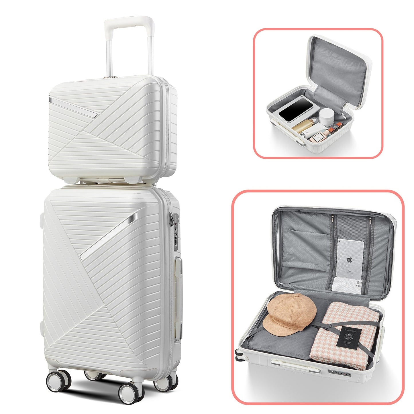 Luggage Sets 4 Piece(14/20/24/28), Expandable Lightweight Suitcase