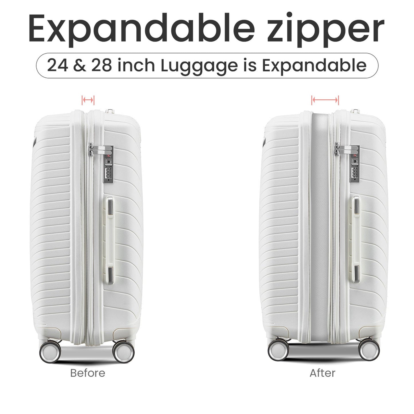 Luggage Sets 4 Piece(14/20/24/28), Expandable Lightweight Suitcase