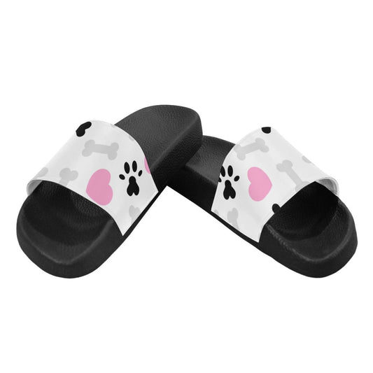 Womens Slides, Flip Flop Sandals, Doggie Love Paw Print