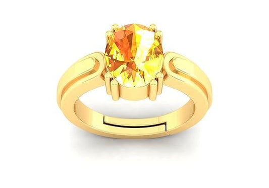 Yellow Sapphire Pukhraj Gemstone Ring Gold