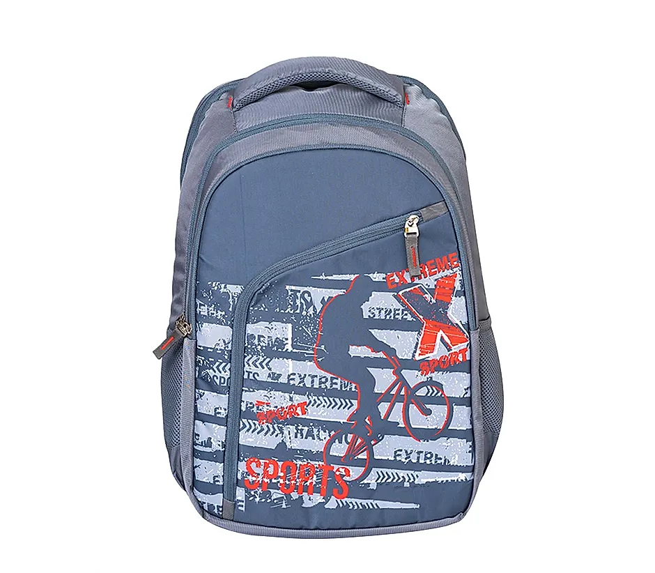 Bicycle Printed Grey School Bag Backpack for Kids