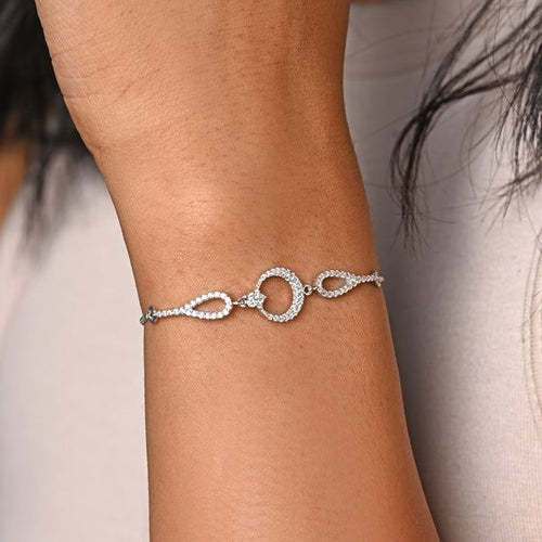 Pure Silver Stylish Hand Bracelet Adjustable