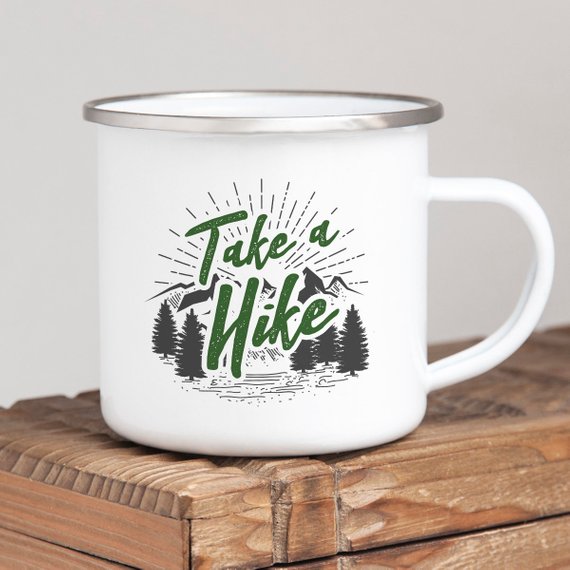 Hiking Gift for Hiker Enamel Mug Wanderlust