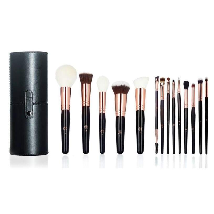 Luxe Set 15 Vegan Professional-Grade Makeup Brushes and Case