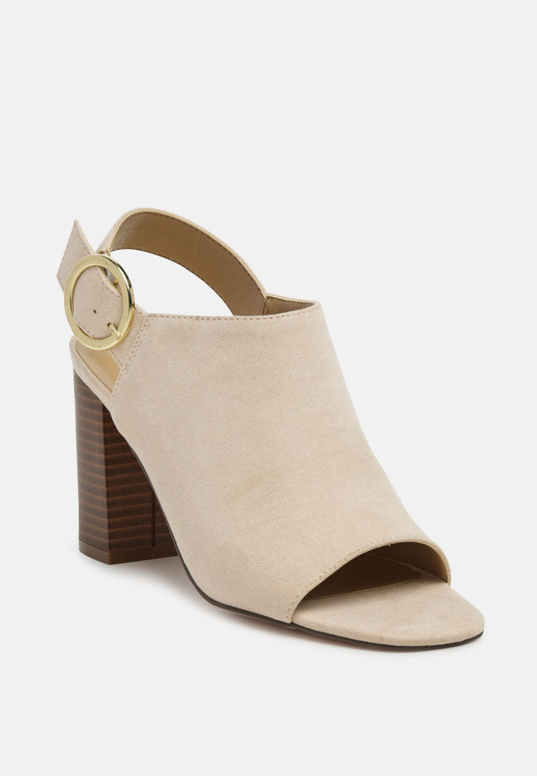 Roisin Stacked Block Heel Faux Suede Sandals