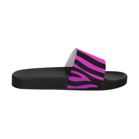 Womens Slides, Flip Flop Sandals, Purple and Black Zebra Print