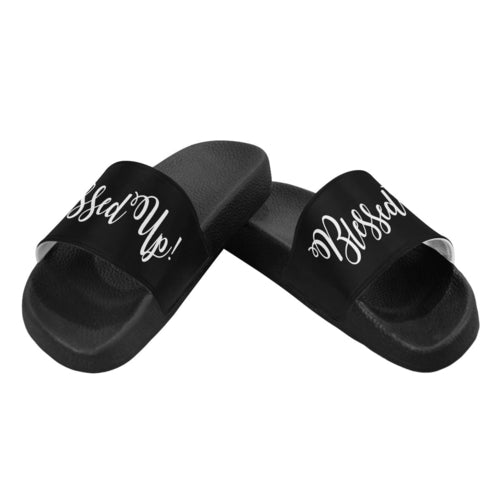 Womens Slides, Flip Flop Sandals, Blessed Up Print