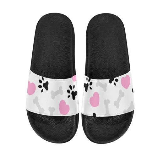 Womens Slides, Flip Flop Sandals, Doggie Love Paw Print