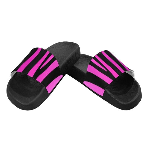 Womens Slides, Flip Flop Sandals, Purple and Black Zebra Print